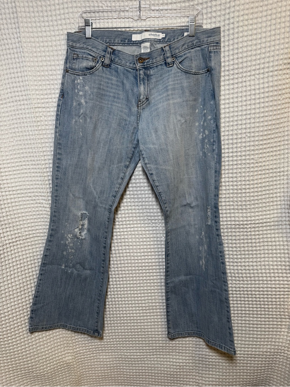 Vintage Calvin Klein Choice Light Blue Relaxed Flare Paint Splatter Jeans